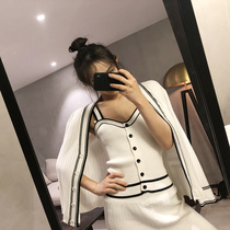  Goddess style pajamas womens 2021 new three-piece spring and autumn sexy V-neck cardigan pure cotton home service suit summer