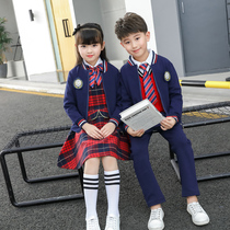 Primary school uniforms spring and autumn suits sportswear kindergarten uniforms three-piece childrens long-sleeved costumes