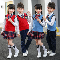 Kindergarten garden clothes autumn and winter clothes primary school uniforms with sweaters vests British Academy style class uniforms three sets