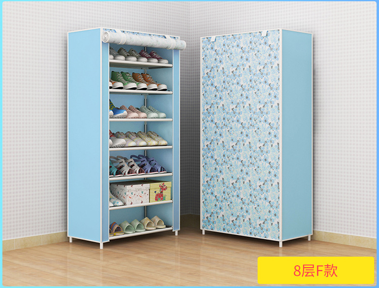 Giá giày đơn giản nhiều lớp vải thép ống gia cố lắp ráp chống bụi hộ gia đình ký túc xá không gian kinh tế không gian tủ giày kèn - Kệ gia sach