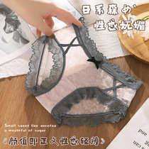 2022 new exploits fashion underpants female ice silk in waist sexy pure desire lady shorts high face value pants lace