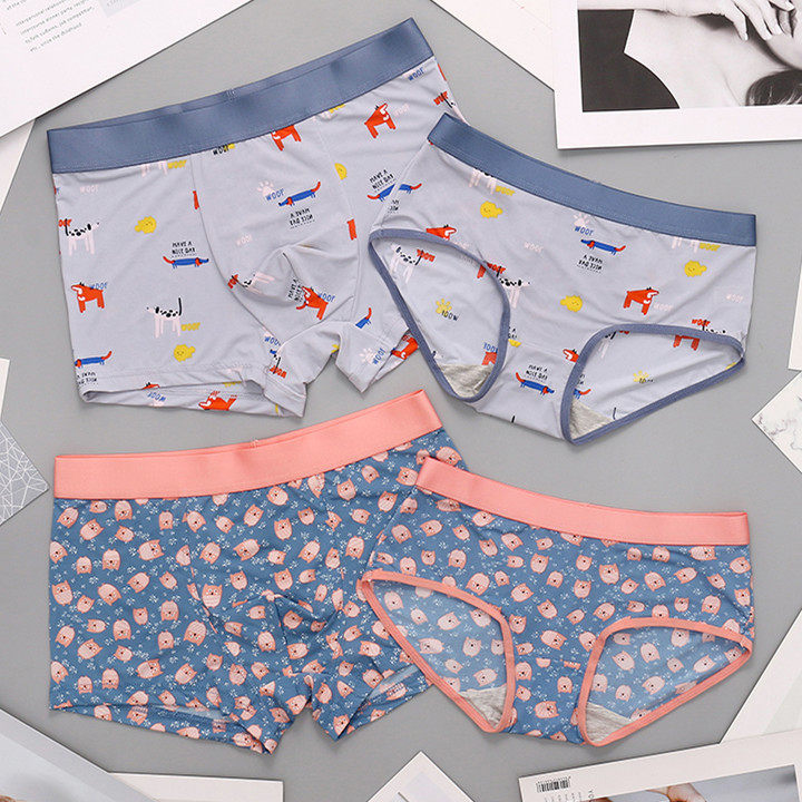 2 Dress Lovers Pants Ice Silk Cute Sexy Seductive Personality Underwear for men and women Double Fire Spicy Spice Suit