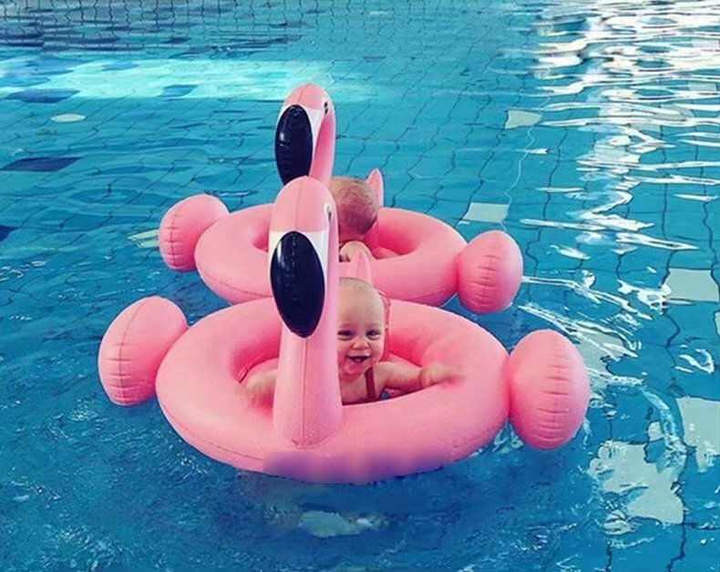 Trẻ em thiên nga trắng bơi vòng flamingo Em bé cưỡi một em bé dễ thương phim hoạt hình 0-4 tuổi - Cao su nổi phao tắm