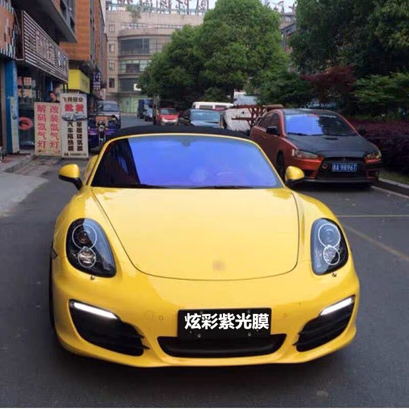 Car film, Porsche front gear film, full car film, purple light color changing film, colorful purple light film, full car film