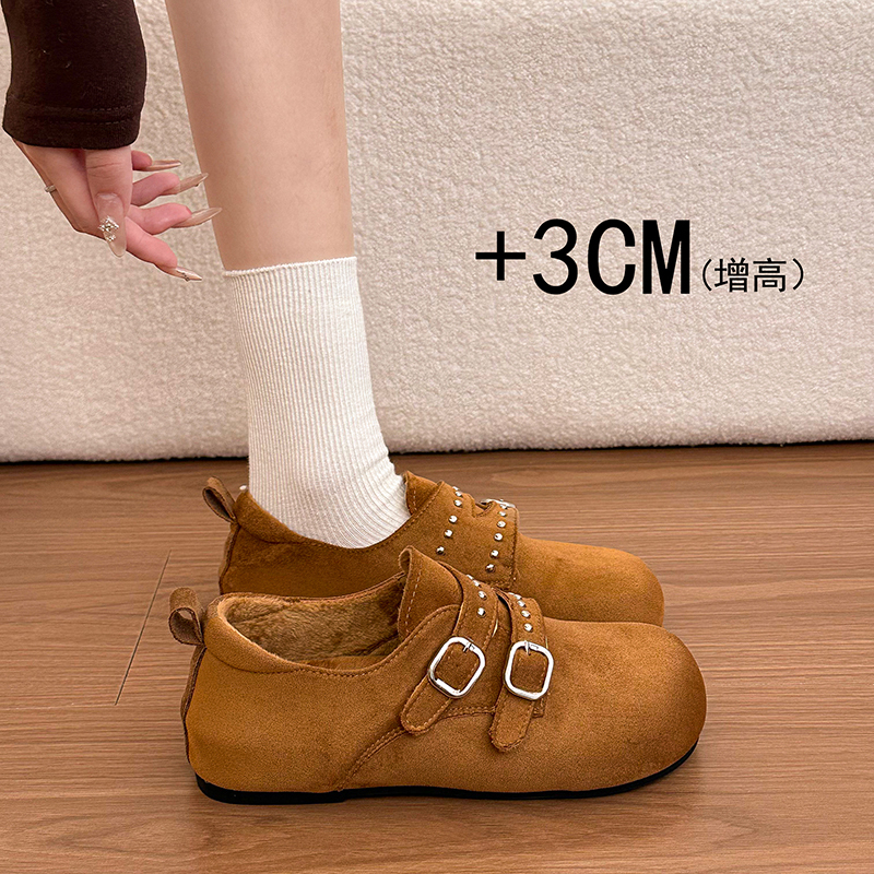 Retro Style Height-Increasing Full-Wrap Birkenstock Shoes for Women, 2026 New Winter Model, Fleece-Lined Slip-On Thick-Soled Loafers with Buckle Retro Style Height-Increasing Full-Wrap Birkenstock Shoes for Women, 2026 New Winter Model, Fleece-Lined Slip-On Thick-Soled Loafers with Buckle