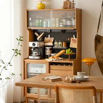 Nordic Modern Solid Wood Dining Side Cabinet Day Style Minimalist Living-room Kitchen Storage Containing Side Cabinet Glass Tea Water Cabinet Wine Cabinet