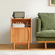Nordic Living Room Sofa Roll Curtain Door Solid Wood Side Cabinet Minima Day Style Hotel Bedroom Bedside Cupboard with small side cupboards