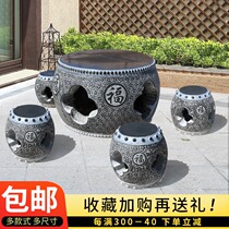  Stone table Stone stool Courtyard garden Bluestone courtyard Leisure antique natural stone table Granite stone table and chair Garden