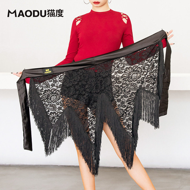 Cat-degree Latin dance dresses Dancing Costume for adults Stream Suhemian dress Short dress New Flow Su Hip Towel Half Body Dress