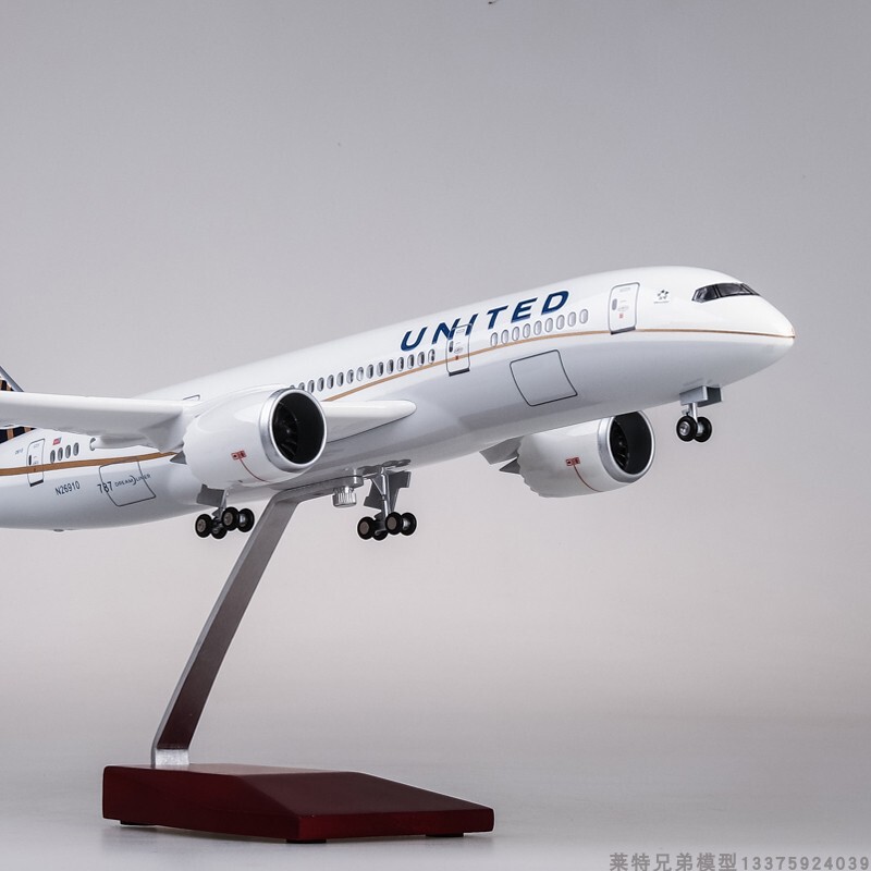 43cm United Airlines Boeing 787 Aircraft Model with Lights, Passenger Aircraft Model, Collectible Ornament