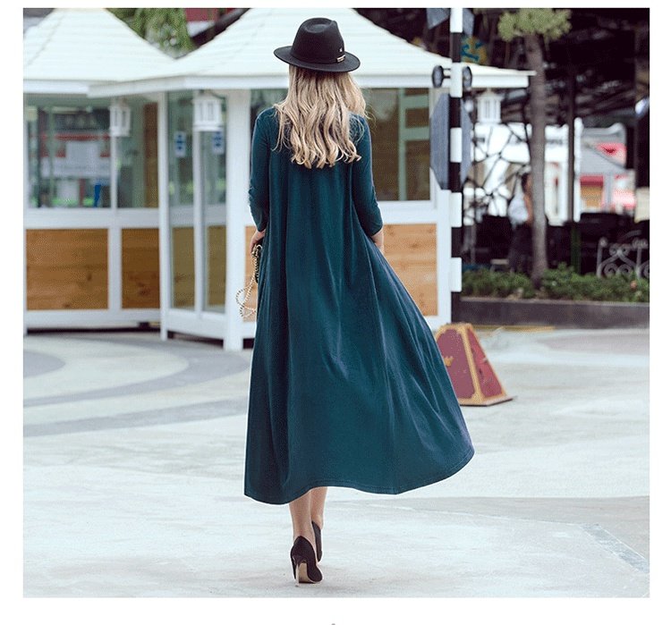 Mùa xuân và mùa thu Phiên bản Hàn Quốc của áo khoác nữ áo gió trong phần dài Slim là áo len mỏng mới bảy điểm tay áo đơn giản kích thước lớn quần áo của phụ nữ áo phao lông vũ nữ