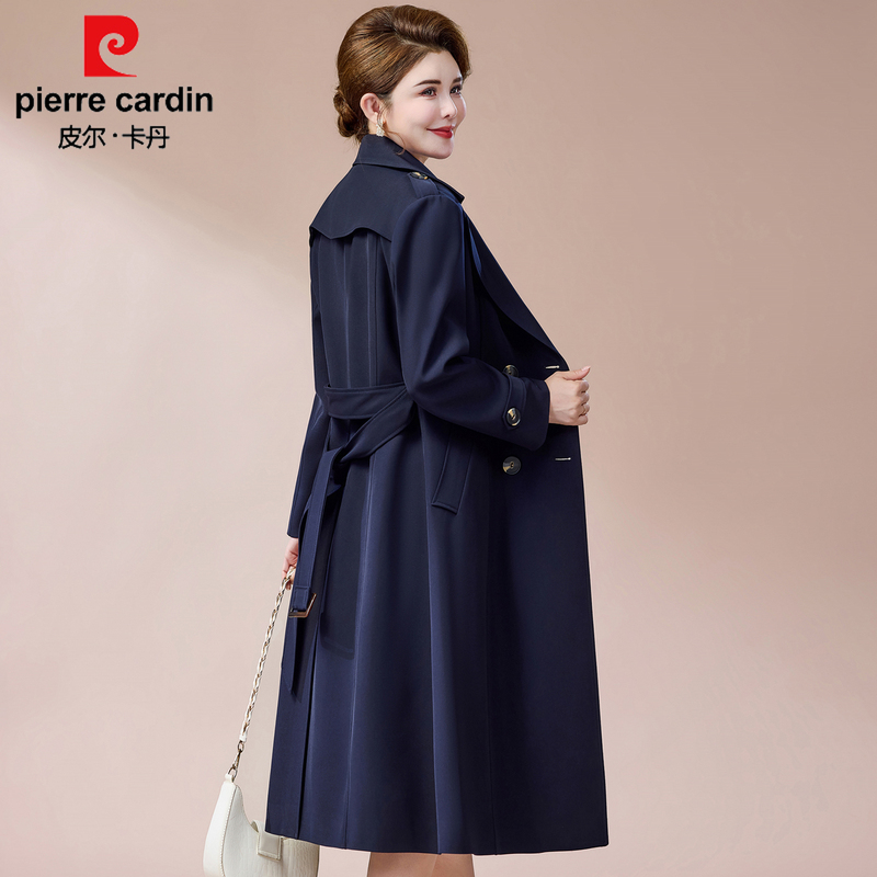 Pierre Cardin Over-The-Knee Long Trench Coat for Women, New Style, Elegant Double-Breasted, Loose Fit, Slimming, Stylish Lapel, Spring and Autumn Coat Pierre Cardin Over-The-Knee Long Trench Coat for Women, New Style, Elegant Double-Breasted, Loose Fit, Slimming, Stylish Lapel, Spring and Autumn Coat