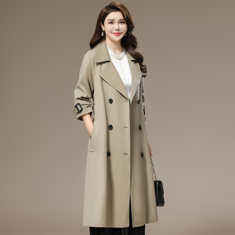 High-End Quality Over-The-Knee Long Trench Coat for Women, 2026 New Style, Elegant Double-Breasted, Plus-Size, Waist-Cinching, Slimming, Spring and Autumn Coat High-End Quality Over-The-Knee Long Trench Coat for Women, 2026 New Style, Elegant Double-Breasted, Plus-Size, Waist-Cinching, Slimming, Spring and Autumn Coat