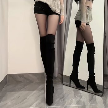 High heel over the knee boots pointed toe skinny boots