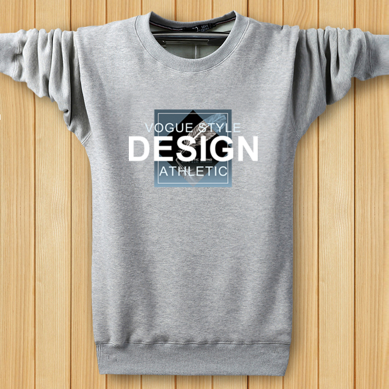 Mùa thu đông cộng với áo len nhung dày cho nam cổ tròn cộng với phân bón XL cotton thể thao dài tay áo rộng ấm áp áo hoodie
