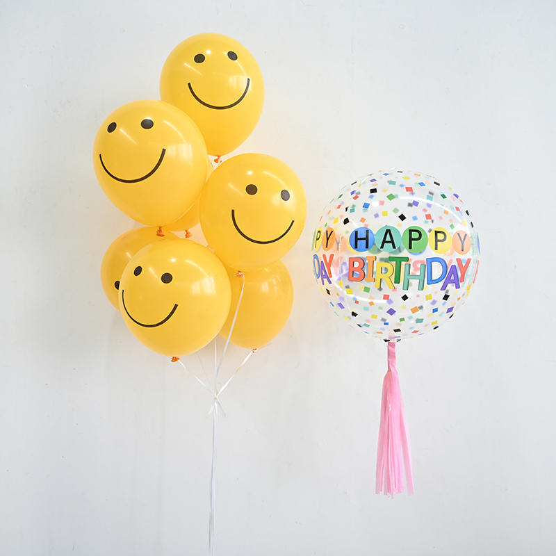 22-inch 4D Popo Ball Birthday Placement Scene Decoration Han Prints Party Transparent Wave Dot Color Printed Balloon