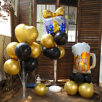 Black gold balloon table floating frame birthday column layout scene decoration party bar shopping mall ground floating pillar