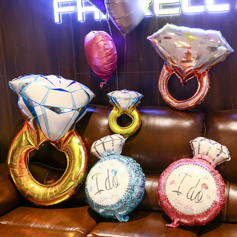Diamond ring Girlfriend birthday aluminum foil balloon decoration Proposal confession Wedding anniversary confession Room decoration