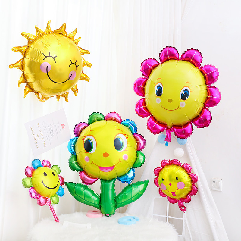 Sunflower aluminum film balloon children's adult birthday 100 Days party venue decoration balloon dress
