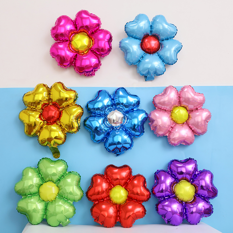 Wedding Wedding wedding arrangements Decorative Heart-shaped Aluminum Film Five Petals Balloon Background Wall Birthday Party Decorations
