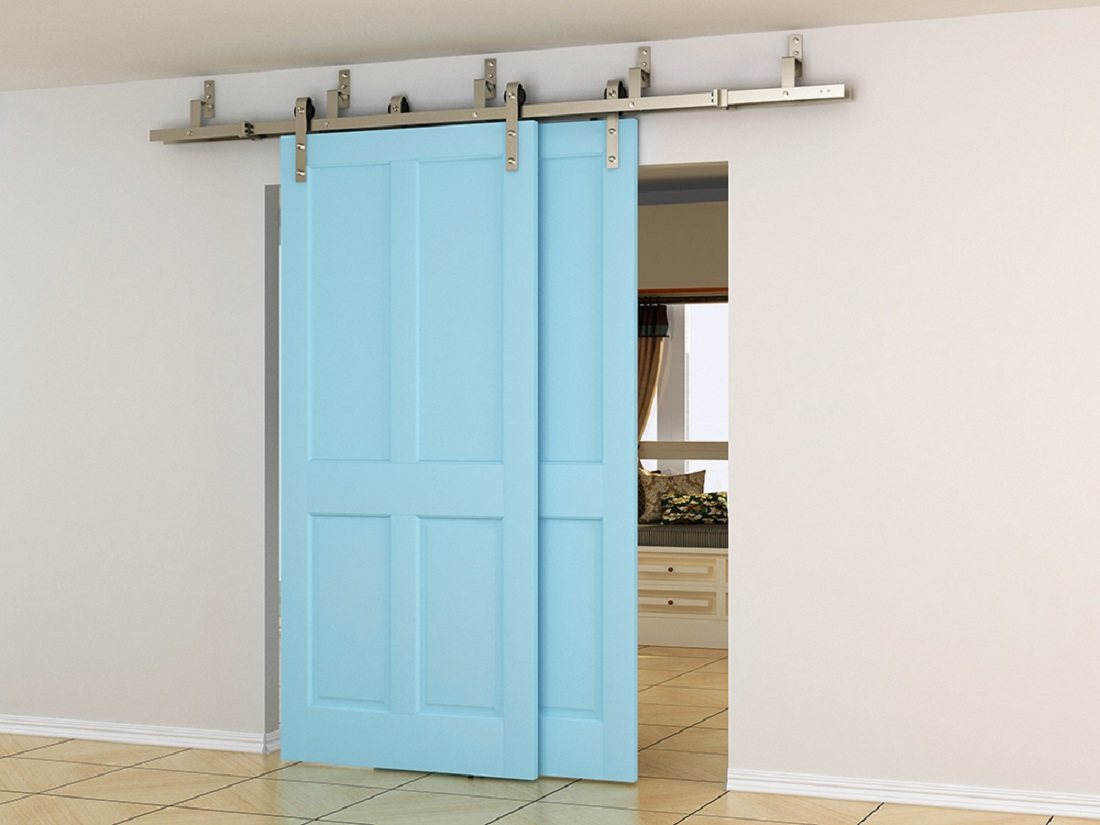 DIYHD Brushed nickel one piece easy mount bypass sliding barn door