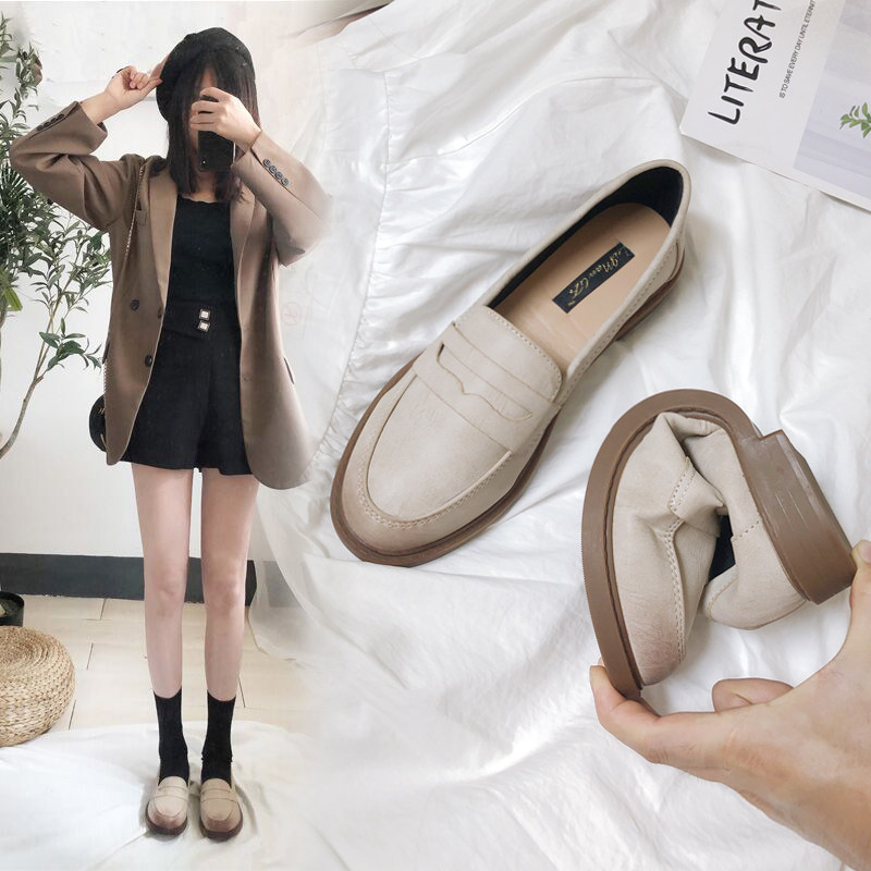 Loafers women's spring and autumn 2022 new all-match Korean version of retro single shoes women's flat-bottomed small leather shoes women's British