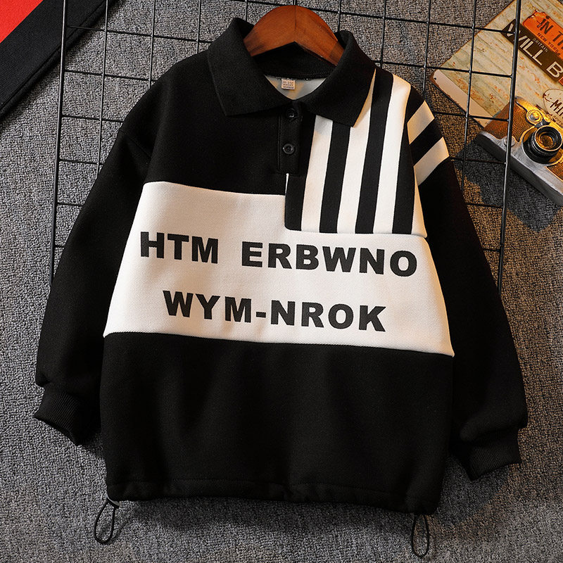 Boy's spring clothing sweatshirt 2022 new CUHK Tong Chun Autumn Fried Street Boy Korean Children's Sophage Splicing Blouse