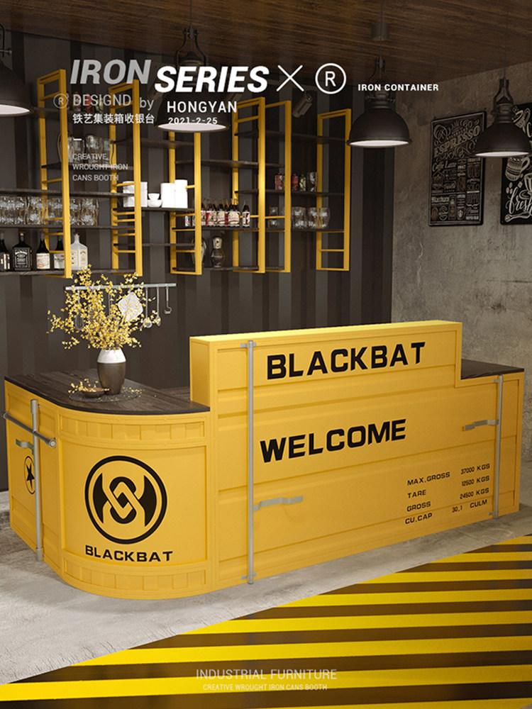 Bar counter cashier iron coffee shop clothing store bar clear bar industrial style creative milk tea shop reception desk