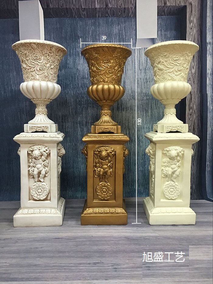 Golden resin Roman column wedding celebration European-style GRP flower pot wedding T road Welcome Pennsylvania Flower Arrangement Pendulum-Taobao