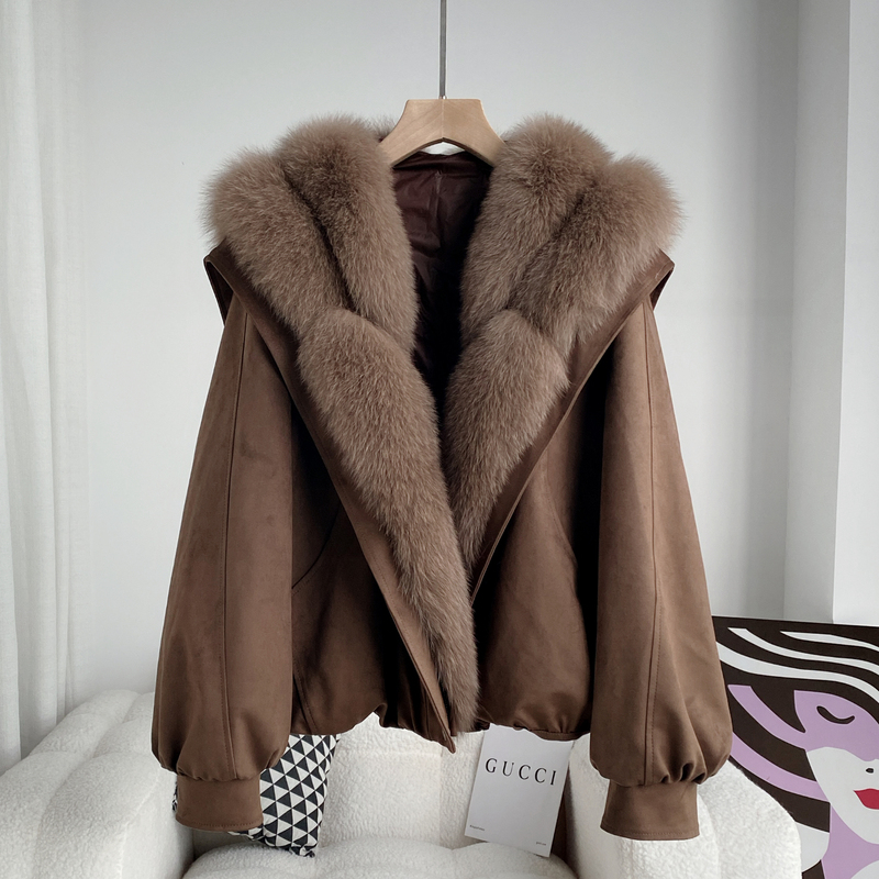 Imported Large Fox Fur Navy Collar Fur Coat 90% Goose down Jacket for Women Short 2026 Haining New Style Fur Coat for Young People Imported Large Fox Fur Navy Collar Fur Coat 90% Goose down Jacket for Women Short 2026 Haining New Style Fur Coat for Young People