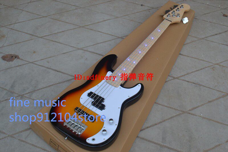 Five Strings Blue Light Sunset Color Electric Bass 5 String Sunburst Eclectric Bass