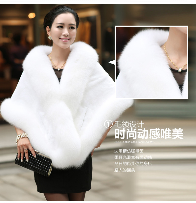 2018 new dress faux lông con cáo lông cô dâu khăn choàng cloak là nước mỏng bờm Slim ấm áo khoác nữ áo dạ lông cừu