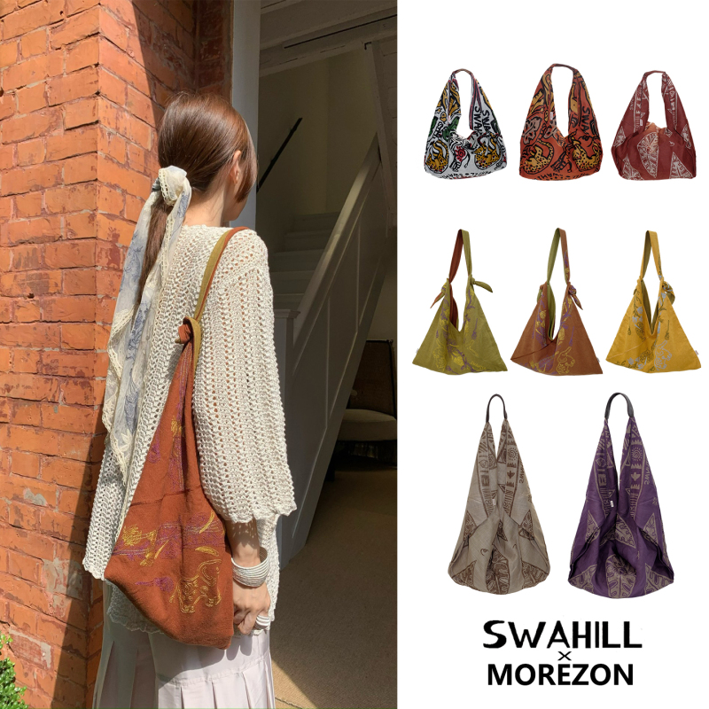 Morezon【Swahill】26 Spring/Summer New Designer Niche Trendy Small Cotton and Linen Printed Scarf Bag