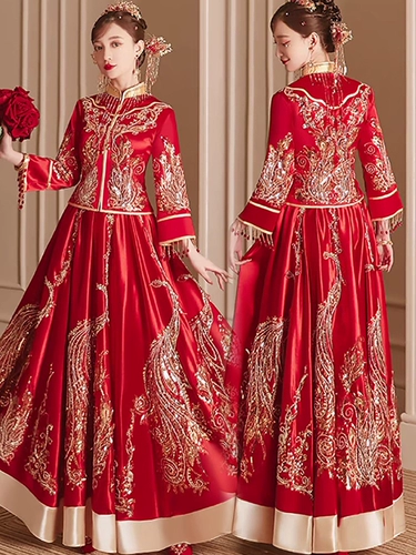 Аренда 2024 г. Новый Xiuhe Service Bride Bride System Hanfu Dragon и Phoenix Hone