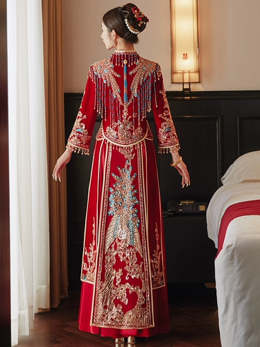 Традиционный свадебный наряд Сюхэ, свадебное платье, 2024 года, с вышивкой, большой размер