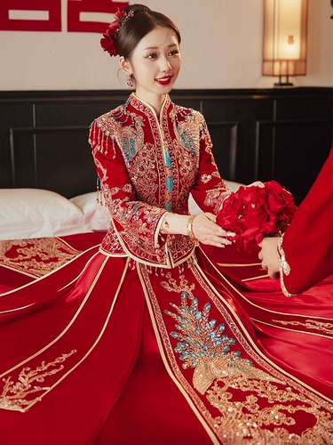 Традиционный свадебный наряд Сюхэ, свадебное платье, 2024 года, с вышивкой, большой размер