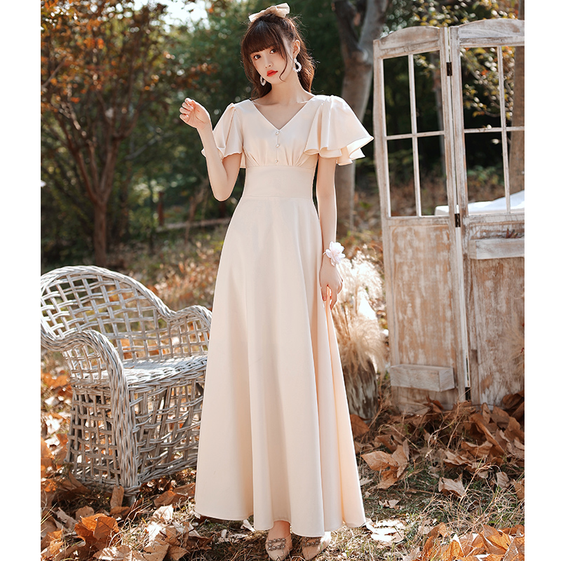  2XL+A Meteor Champagne v -neck flying sleeve long style  