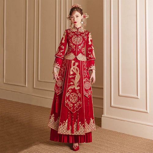 Ханьфу для невесты подходит для мужчин и женщин, дракон и феникс, китайский стиль, для подружки невесты