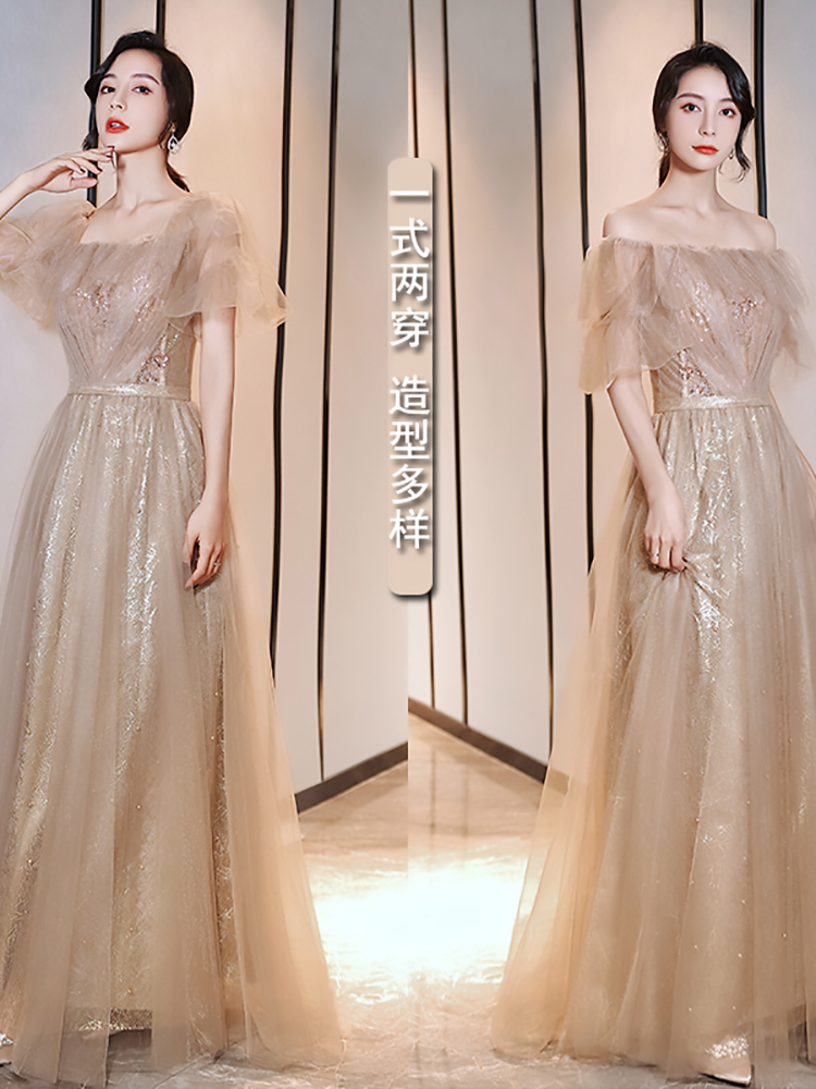  XL+E -style gold silk temperament, shoulder long Fifty  