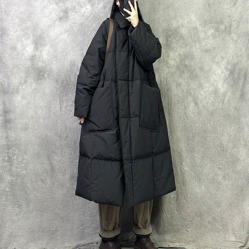 Original Retro High-End Genuine Mid-Length down Jacket for Women, Winter 2024 New Fashion Large Size Thickened White Duck down