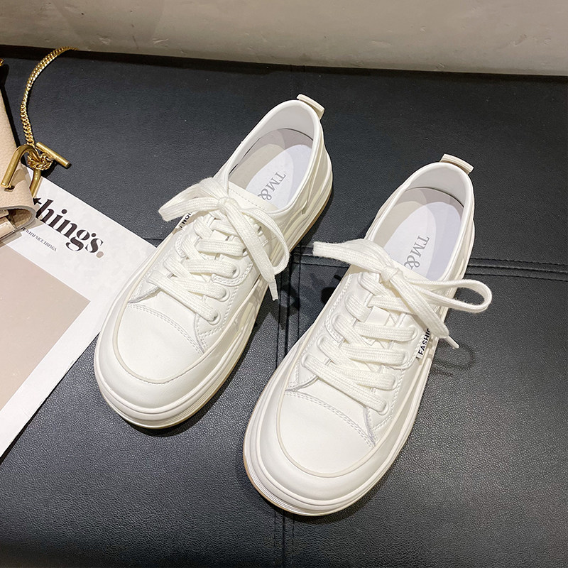 Warsizce ~ Original Juku Wines Spring Autumn Round Head Fashion Genuine Leather Lace Trendy Breathable Casual Shoes Woman