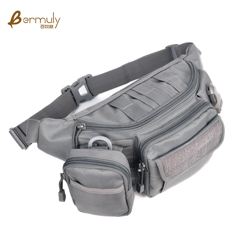 Tactical waist bag men's multi-functional hanging bag canvas riding wear-resistant army fan camouflage outdoor sports Messenger bag Luya bag