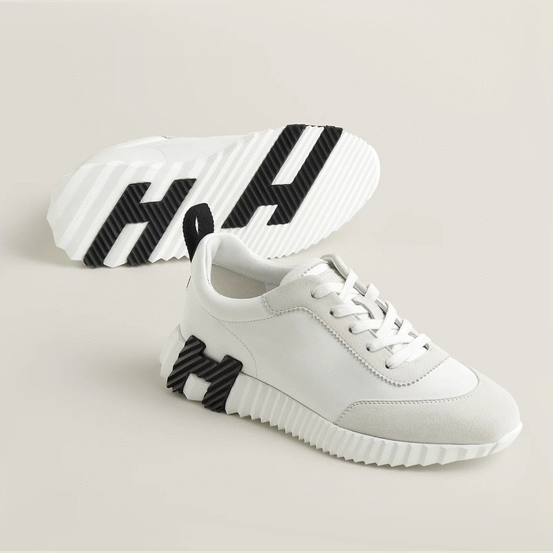 New H Brand Casual Sneakers for Women, Genuine Leather White Shoes, Thick-Soled Couple Panda Shoes, Flat Breathable H Running Shoes for Men