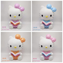 21cm meters high 14cm meters wide-reading KT cat sitting by hand plaster doll children on color deposit money jar natural latex mold