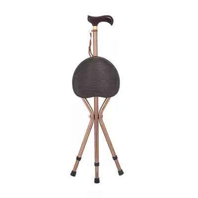 Solid wood handle elderly cane stool Elderly three-legged stool Walker V-belt sitting cane cane stool chair
