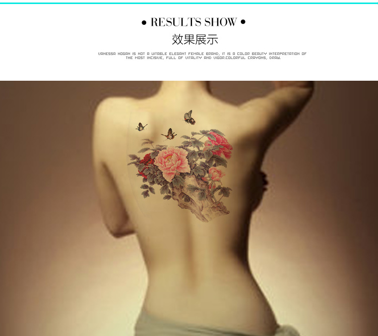 Body paint hình ảnh lớn hoa mẫu đơn hình xăm sticker không thấm nước nữ studio ảnh studio bướm hình xăm nghệ thuật hình xăm dán