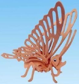 Wooden animal model assembly - small butterfly four - dimensional wooden simulation model Young children puzzle toy