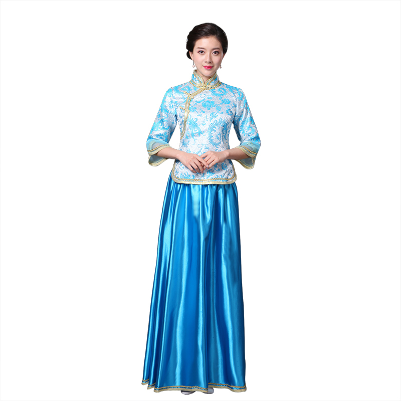 Trung Hoa Dân Quốc hiệu suất gió váy nữ váy dài opera nhảy gió Trung Quốc mở cửa nhảy Guzheng Guqin hiển thị hiệu suất mỏng bộ mùa xuân