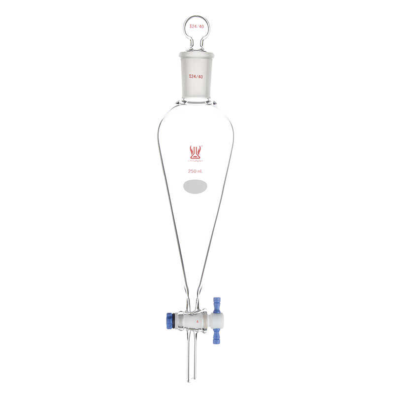 玻璃梨形分液漏斗60ml125ml250ml500ml聚四氟活塞阀芯梨斗耐酸碱