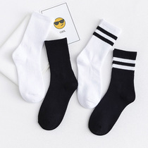 Socks womens socks isn tide cotton Korean street couples solid color black stockings stockings Mens Four Seasons Cotton